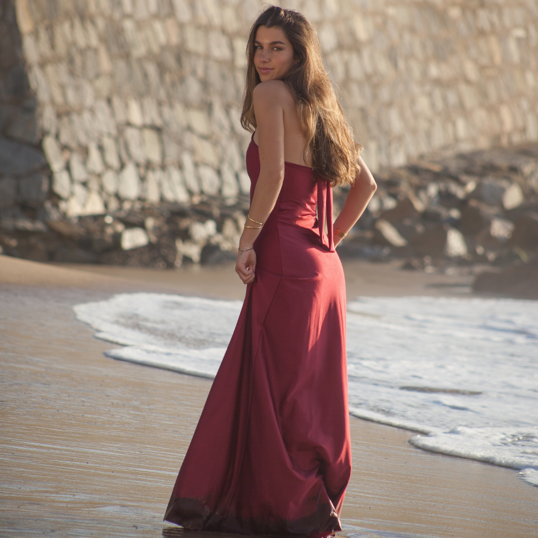 Vestido Triple T Burdeo