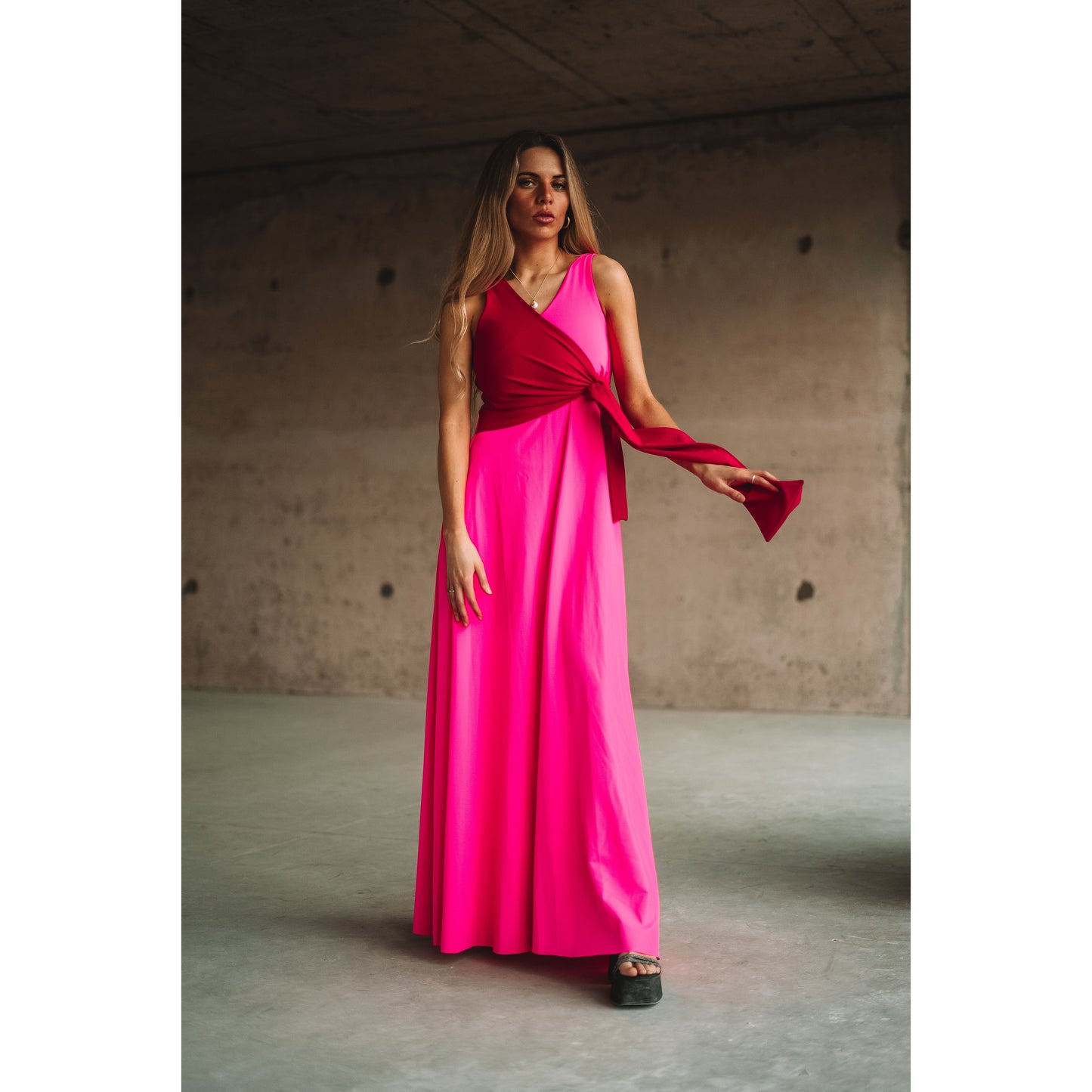 Vestido Amarra Rojo & Rosado