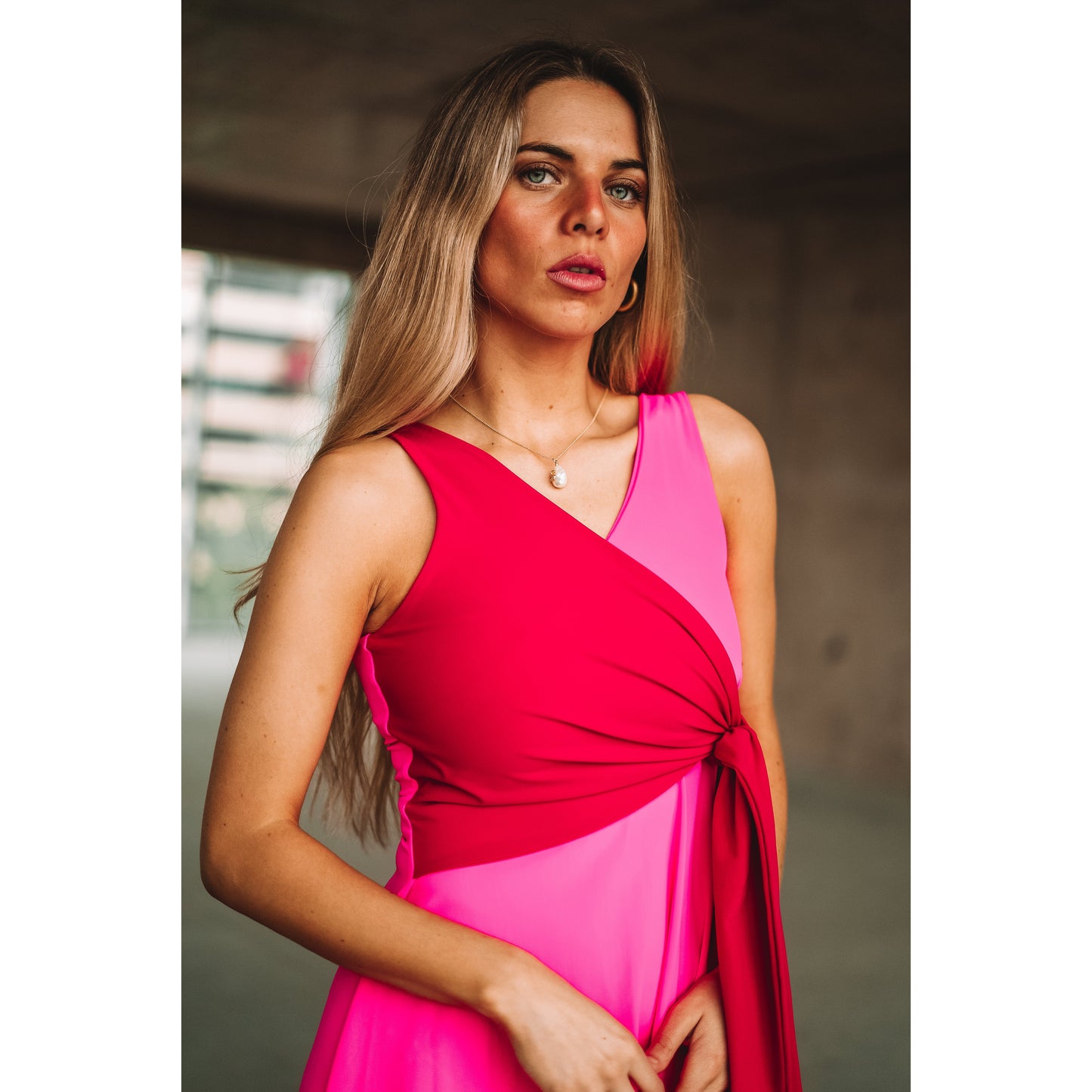 Vestido Amarra Rojo & Rosado