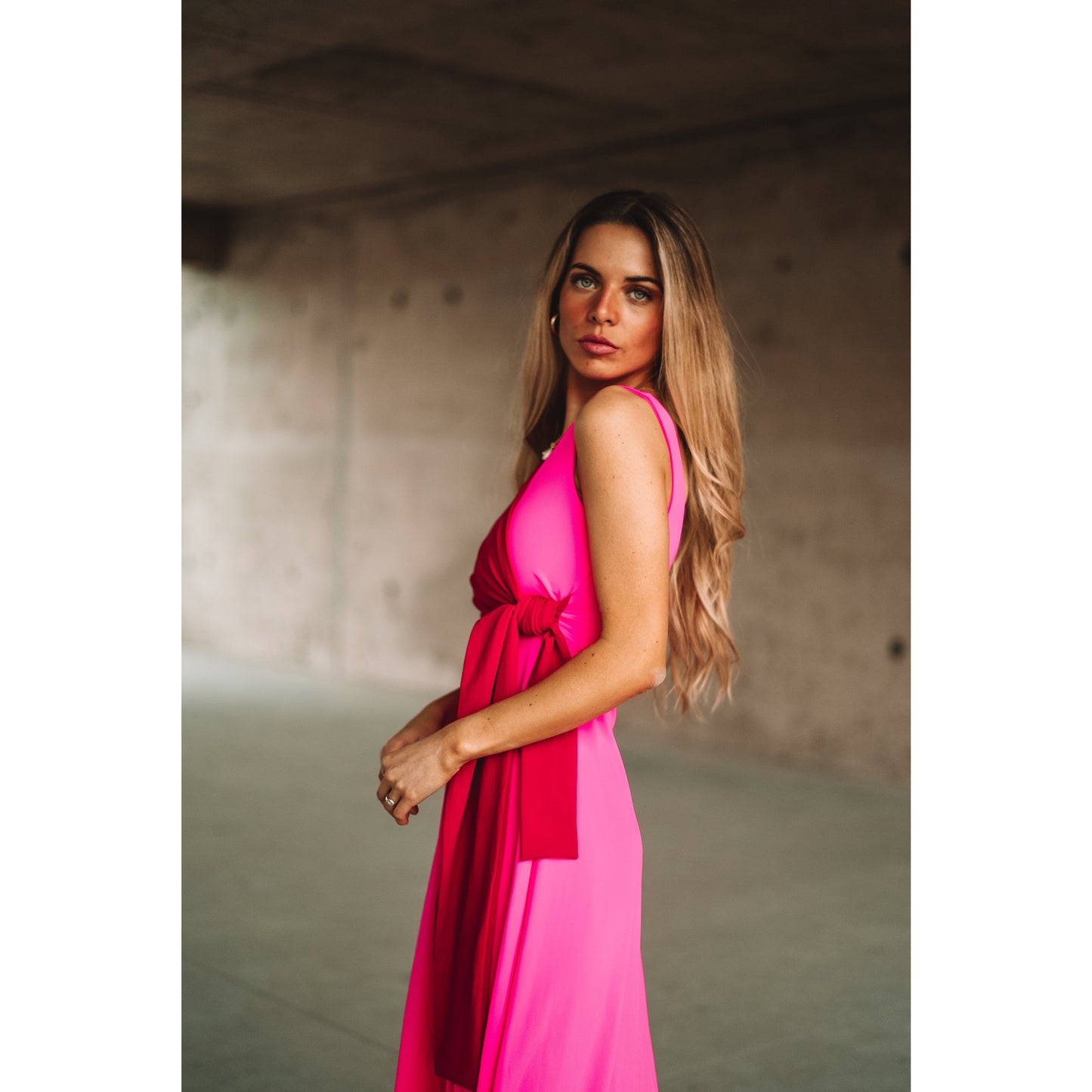 Vestido Amarra Rojo & Rosado