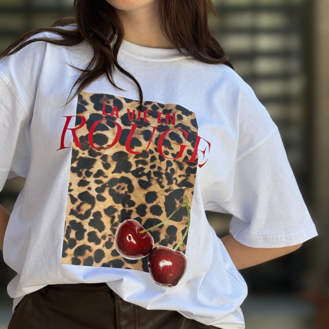 Polera Oversized Rouge Animal Blanca