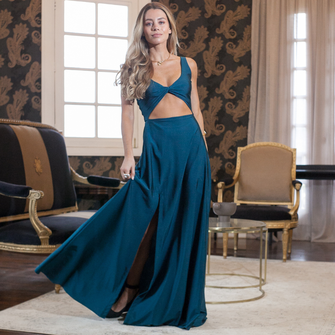 Vestido Sophie Azul Petróleo