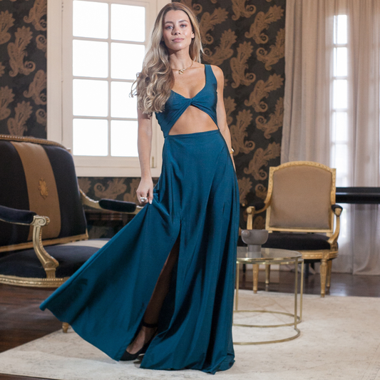Vestido Sophie Azul Petróleo