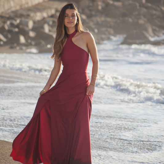Vestido Triple T Burdeo